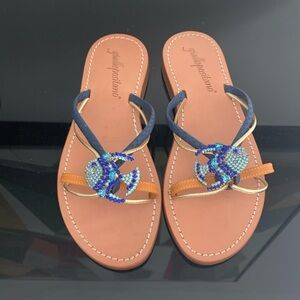 Goalposts slip on sandal with crystal fish SZ 37